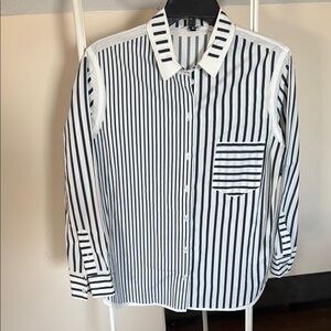 Striped Button Down Shirt - Black and White